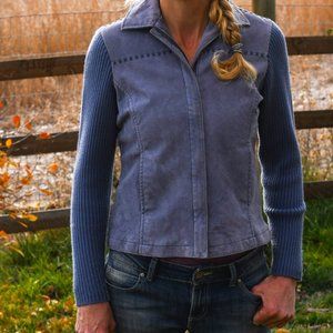 Womens Blue Leather Suede Jacket